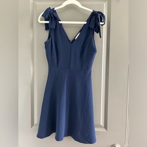 Navy Tie-Shoulder Dress